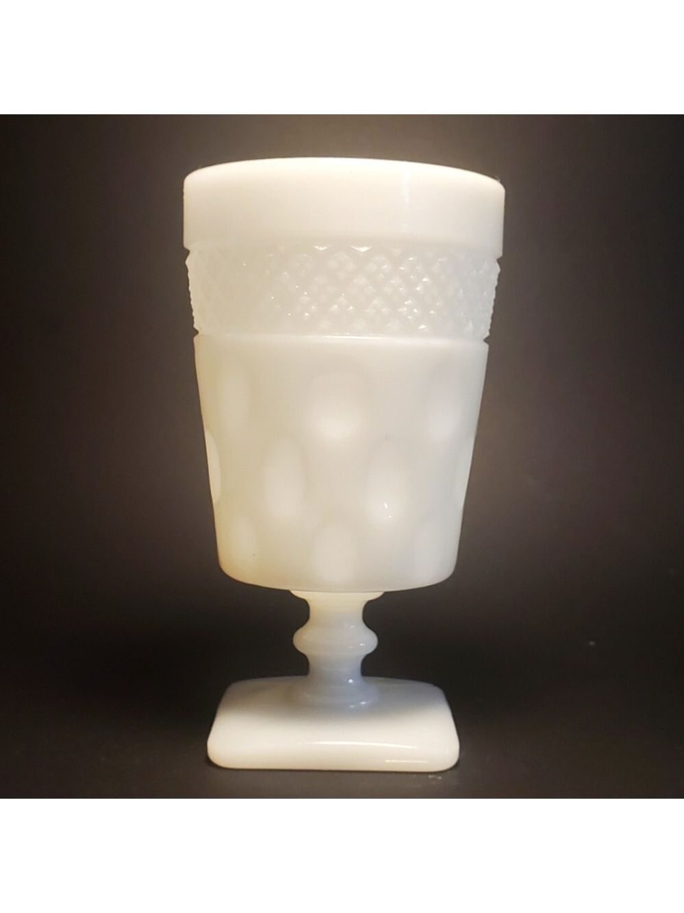 McKEE Vintage OPAL MILK GLASS 1950's Goblet / Pedestal Vase 5-1/2" tall